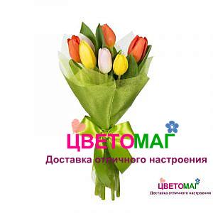 Букет 7 тюльпанов микс