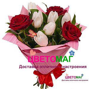 Букет из тюльпанов и роз