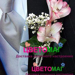 Бутоньерка с розовой альстромерией