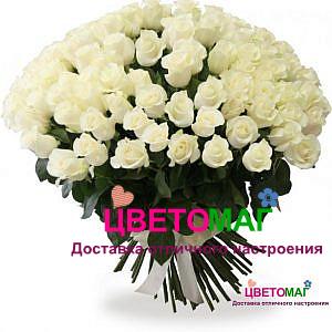 Букет 101 белая роза Vendela 50 см (Эквадор)